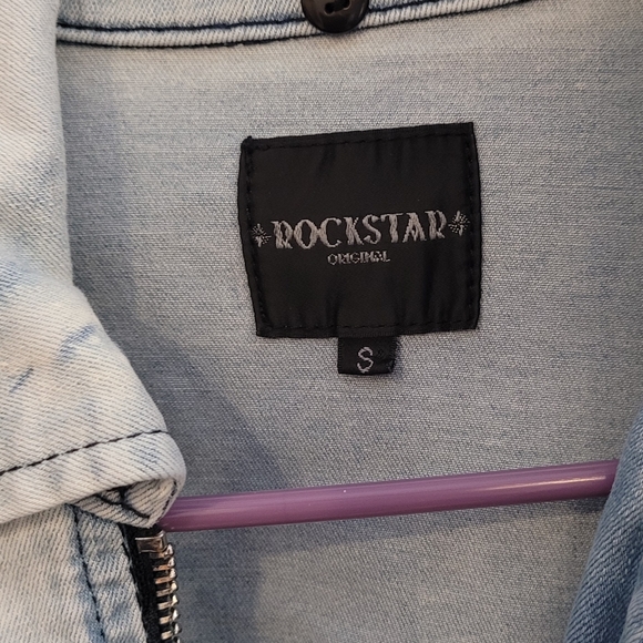 Rockstar Originals Distressed Denim Jacket Mens Size Small - Picture 3 of 6